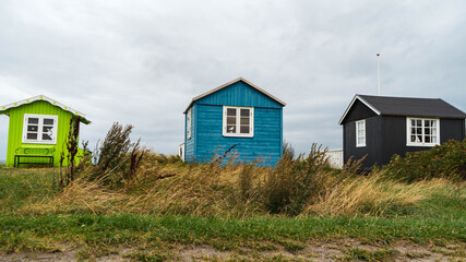 Fototapeta na wymiar blue beach hut in Aero