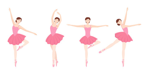 Set of dancing elegant ballerinas on white background, vector illustration © k_tatsiana