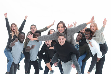 group of diverse young people have fun together