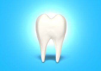 3d render clean tooth for healthy