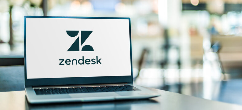 Laptop computer displaying logo of Zendesk