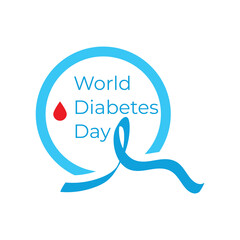 World diabetes day awareness design with blue circle and ribbon