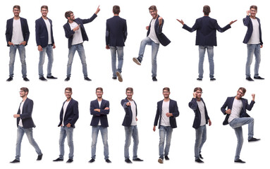 Fototapeta premium collage of photos of a successful young man