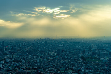 Fototapeta premium 東京都新宿区西新宿にある東京都庁から見た夕方の東京の都市景観
