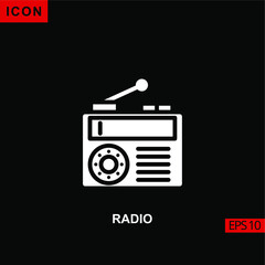 Icon radio. Flat, glyph or filled vector icon symbol sign collection for mobile concept and web apps design.