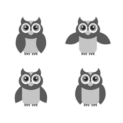 Fotobehang Owl icon set, isolated on white background, vector illustration. © darsi
