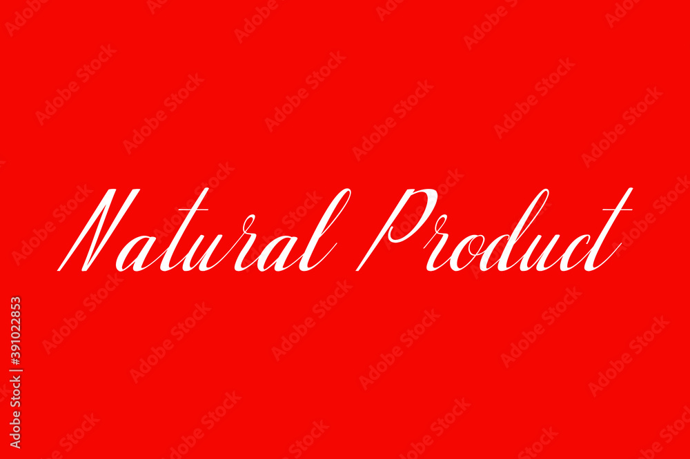 Fototapete natural product cursive typography white color text on red background