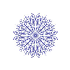 Elegant blue snowflake on white backgrund.