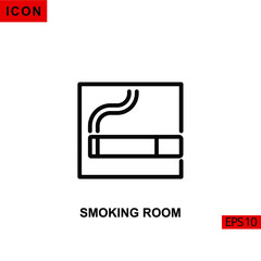Icon smooking room. Outline, line or linear vector icon symbol sign collection for mobile concept and web apps design.