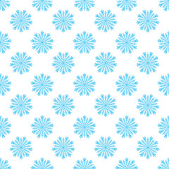 New Year seamless pattern with soft blue lacy snowflakes. Decorative festive winter background.