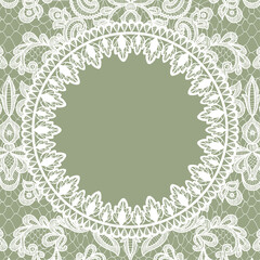 Template of greeting or wedding invitation card with lace frame