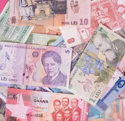 Paper money background of the different countries