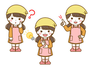 エプロンを着た女児の疑問と解決