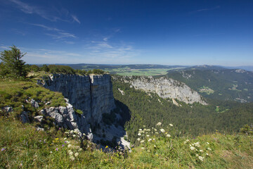 Creux du Van mountain on a sunny day