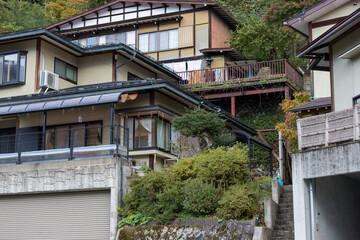 Fototapeta na wymiar 冬の岐阜県高山市の住宅街の風景