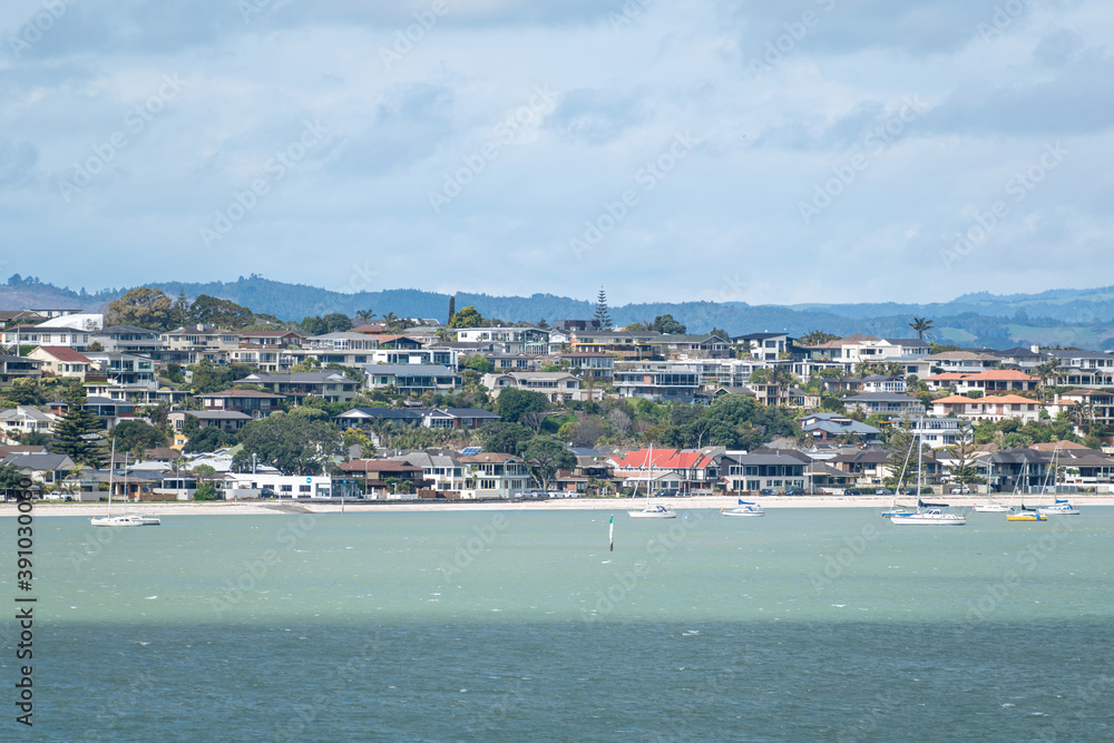 Canvas Prints AUCKLAND, NEW ZEALAND - Sep 10, 2019: View of Bucklands Beach waterfront houses with Tamaki river in foreground