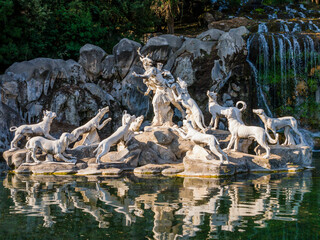 Detail of Diana and Actaeon fountain at the feet of the Grand cascade, Royal Palace of Caserta,...