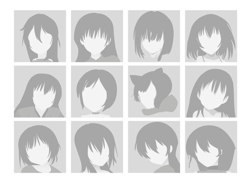 Various Emotion Manga Anime Girl Faces Cartoon Set Stock Vector   Illustration of head surprise 207598109
