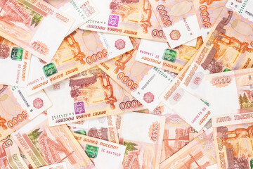 background of banknotes, Russian rubles.