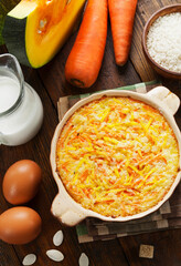 Pumpkin casserole with carrots and rice