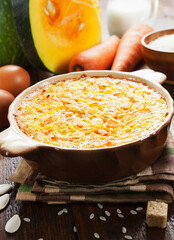 Pumpkin casserole with carrots and rice