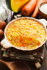 Pumpkin casserole with carrots and rice