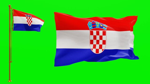 Flags of Croatia with Green Screen Chroma Key High Quality 4K UHD 60FPS