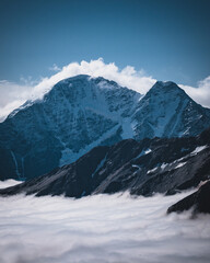 above the clouds, view from the slope of mount Elbrus