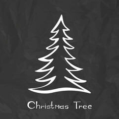 Fototapeta na wymiar Hand Drawn Christmas Tree Design Element on Chalkboard