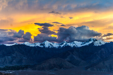 Fototapeta na wymiar Sunset in Leh City, Ladakh