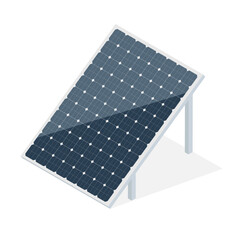 Solar battery panel in isometric style. Modern alternative eco energy concept. Vector illustration isolated on white background.