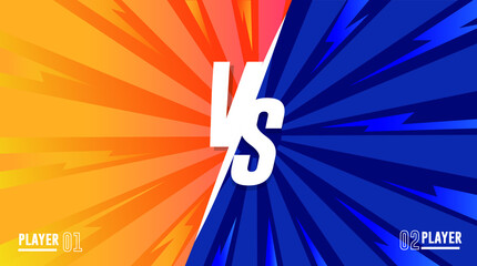 versus screen with orange and blue background and swirl effect for battle championship