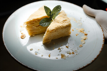 Napoleon cake on a plate 