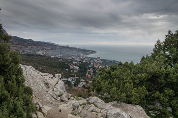 Fototapeta na wymiar View of the Crimean mountains near Simeiz