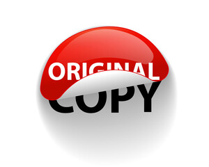Original or copy, creative sticker label vector. Slogan design.