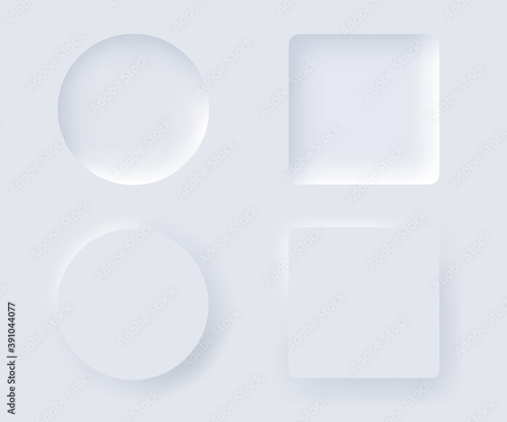 Poster neumorphism vector design element set. trendy interface for applications.