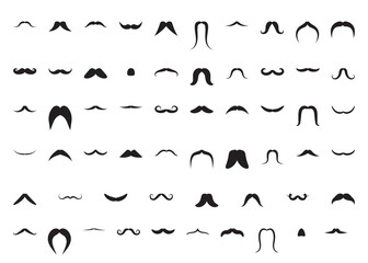 Different mustache vector icon set. Male symbol retro style.