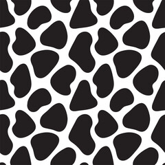 Animal skin texture, simple seamless pattern. Vector background spotted black and white.