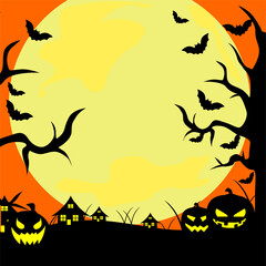 halloween vector flat design frame background