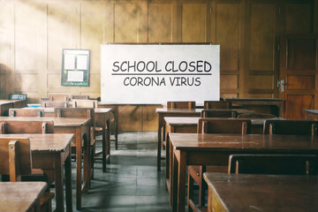 Empty classroom due to coronavirus pandemic