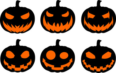 Pumpkin Head Icon Set Desain Vector