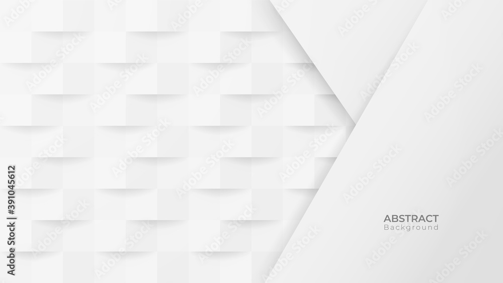 Poster Abstract 3D modern square pattern background. White and grey geometric texture. vector illustration