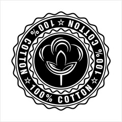 One Hundred Percent Cotton Icon, 100% Cotton Icon, Cotton Flower Icon, Cotton Ball, Cotton Fiber