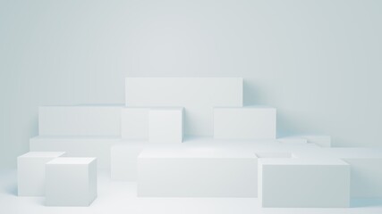 3d illustration. Abstract blue box on blue background