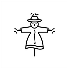 Scarecrow Icon, Mannequin, Decoy Shape Of A Human To Scare Birds From Fields