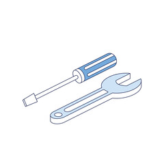 Screwdriver wrench service. Vector 3d line isometric, color web icons, new flat style. Creative illustration, idea for infographics.