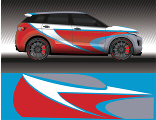 Car livery wrap decal, rally race style vector illustration abstract background