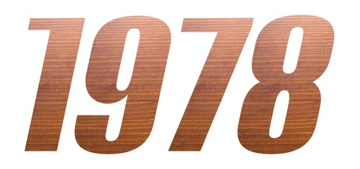 1978 with brown wooden texture on white background.