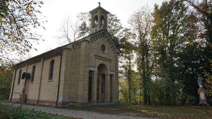 the monument St. Antoniuskapelle (built in 1887) in the Kapellenstrasse in the community Au am Rhein in the region Baden-Wuerttemberg in the month of November, Germany