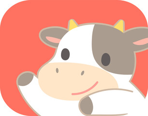 片手をあげた牛